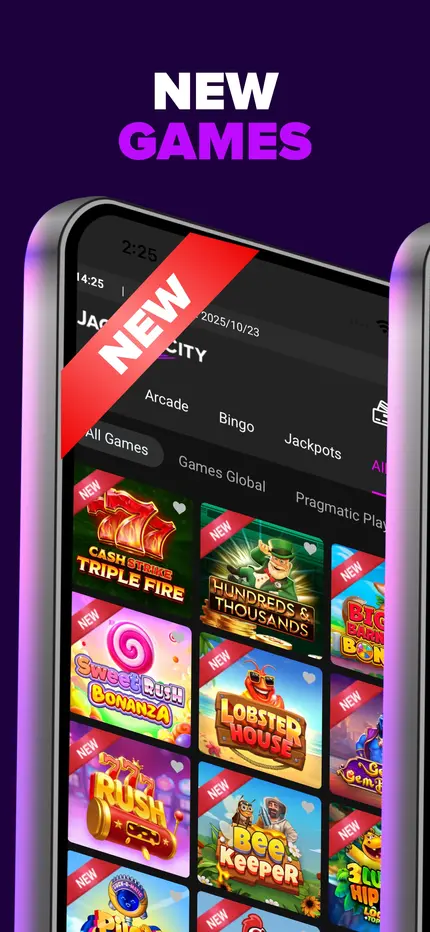Jackpot City app new games tab