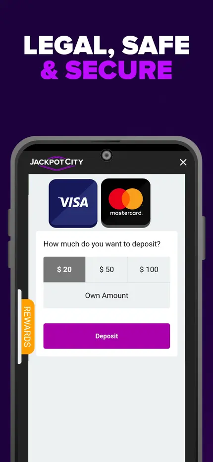 Jackpot City app cashier screen