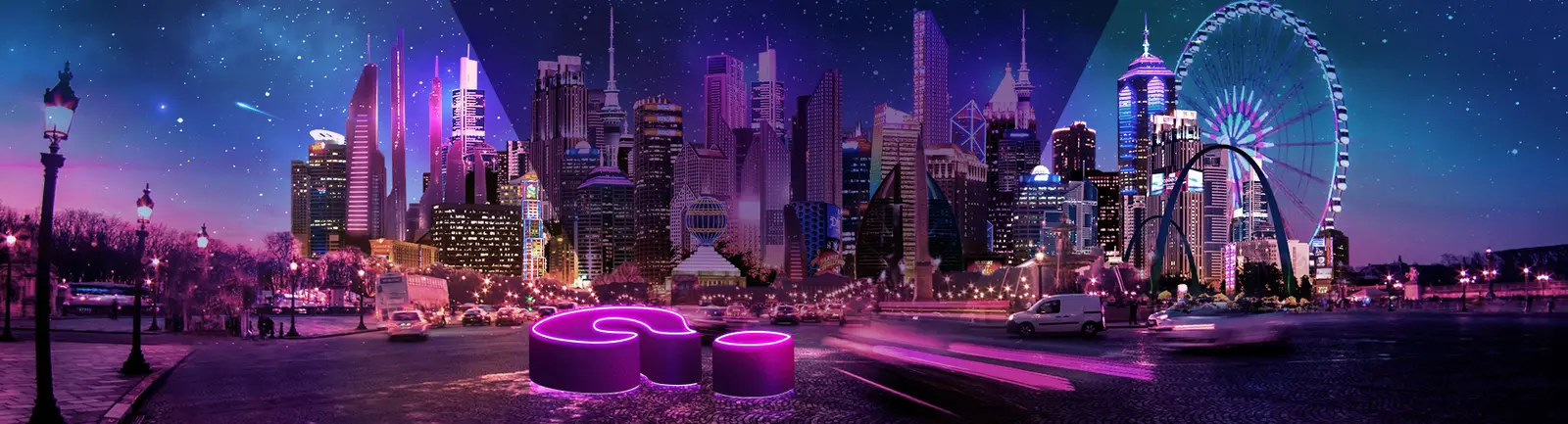 Jackpot City Help Centre banner: neon city street at night with a purple question mark